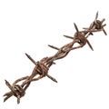 A rusty wire with sharp points is shown in a white background Royalty Free Stock Photo