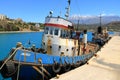 The rusty wreck of two vessels in agia Galini in Crete, Greece