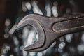 Rusty wrenches on a beautiful bokeh background Royalty Free Stock Photo