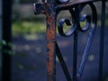 Rusty wrought iron fence