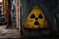 Weathered Radiation Hazard Symbol in Abandoned Zone Royalty Free Stock Photo