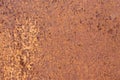 Rusty yellow-red textured metal surface. The texture of the metal sheet is prone to oxidation and corrosion. Grunge Royalty Free Stock Photo