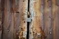 Rusty zinc door lock with key