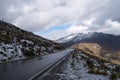 Ruta 107 on the way to Tunel Punta Olimpica with Cordillera Blanca snow capped mountain range in the background. Location: East-