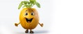 Rutabaga with a cheerful face 3D on a white background. Royalty Free Stock Photo