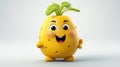 Rutabaga with a cheerful face 3D on a white background. Royalty Free Stock Photo