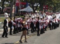 Rutgers University Marching Band Strides to SHI Stadium for Football Game in Piscataway, NJ in 2023