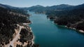 Ruth Lake in California, view over the lake and forest from above. Drone picture. Nature in North America.
