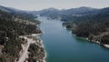 Ruth Lake in California, view over the lake and forest from above. Drone picture. Nature in North America.