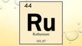 Ruthenium chemical element symbol on yellow bubble background Royalty Free Stock Photo