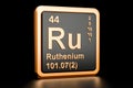 Ruthenium Ru chemical element. 3D rendering