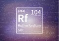 Rutherfordium chemical element with first ionization energy, atomic mass and electronegativity values on scientific Royalty Free Stock Photo