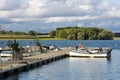 Rutland, U.K. October 19,2019 - boats on the lake, autumn day at Rutland water lake