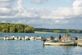 Rutland, U.K. October 19,2019 - boats on the lake, autumn day at Rutland water lake