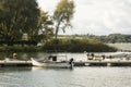 Rutland, U.K. October 19,2019 - boats on the lake, autumn day at Rutland water lake