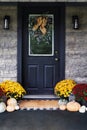 Rutsic Front Porch Decorated for Thanksgiving Day Holiday Royalty Free Stock Photo