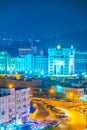 RUWI, OMAN, NOVEMBER 1, 2016: Night aerial view of the Ruwi district in Oman