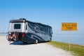 RV at beautiful beach with STRESS FREE ZONE! sign Royalty Free Stock Photo