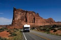 RV Camper driving in Arches National Park Utah USA Royalty Free Stock Photo