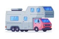 RV camper motor home, touristic transport. House on wheels, recreational vehicle vector illustration