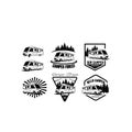 RV camper travel logo set design template