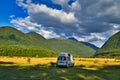 RV on a camping ground in the mountains of South Island, New Zealand Royalty Free Stock Photo