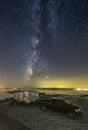 RV camping Under The Milky Way At The Salton Sea Royalty Free Stock Photo