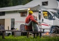 RV Campsite Family Time Royalty Free Stock Photo