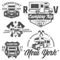 Rv cars Recreational Vehicles Camper Vans Caravans emblems,logo,sign,design elements Royalty Free Stock Photo