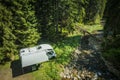 RV Deep in the Woods Royalty Free Stock Photo