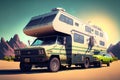 RV family vacation, motorhome vacation, and caravan vehicle vacation