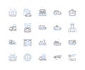 RV line icons collection. Camper, Motorhome, Trailer, Adventure, Roadtrip, Caravan, Wanderlust vector and linear