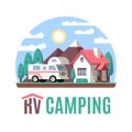 RV Motor home landscape, class C, RV logo