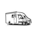 RV motorhome silhouette vector isolated in white background