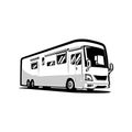 RV Motorhome Trailer Vector Art Illustration. Monochrome Silhouette Vector Isolated in White Background