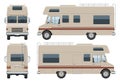 RV motorhome vector template side, front, back view