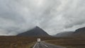 RV pick-up trailer on mountain road in Scotland Royalty Free Stock Photo