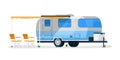 RV trailer. Isolated camper vehicle mobile home