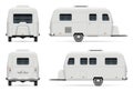 RV trailer vector illustration view from side, front, back Royalty Free Stock Photo