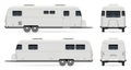 RV trailer vector vector mockup view from side, front, back