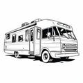 Rv Van Coloring Pages: Retro Visuals With Simple Line Art