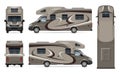 RV vector template. Vehicle branding mock up side, front, back, top view