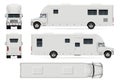 RV vector template. Vehicle branding mock up side, front, back, top view
