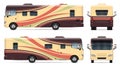 RV vector template. Vehicle branding mock up side, front, back view