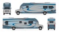 RV vector template. Vehicle branding mock up side, front, back view Royalty Free Stock Photo