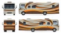 RV vector wrap mock-up side, front, back view Royalty Free Stock Photo