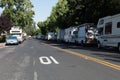 RV vehicles parked on a side street in Mountain View, CA.