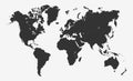 World map - Black map of world with all continents, on transparent background Royalty Free Stock Photo