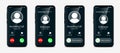 Realistic incoming call screen set with smartphone Ã¢â¬â Template mobile display calling
