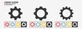 Gear icon set Ã¢â¬â Collection of colored cog wheel symbol on white background Ã¢â¬â Gears icons Royalty Free Stock Photo